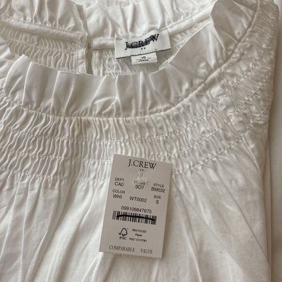 J. Crew Cotton poplin smocked ruffleneck top - Picture 3 of 5